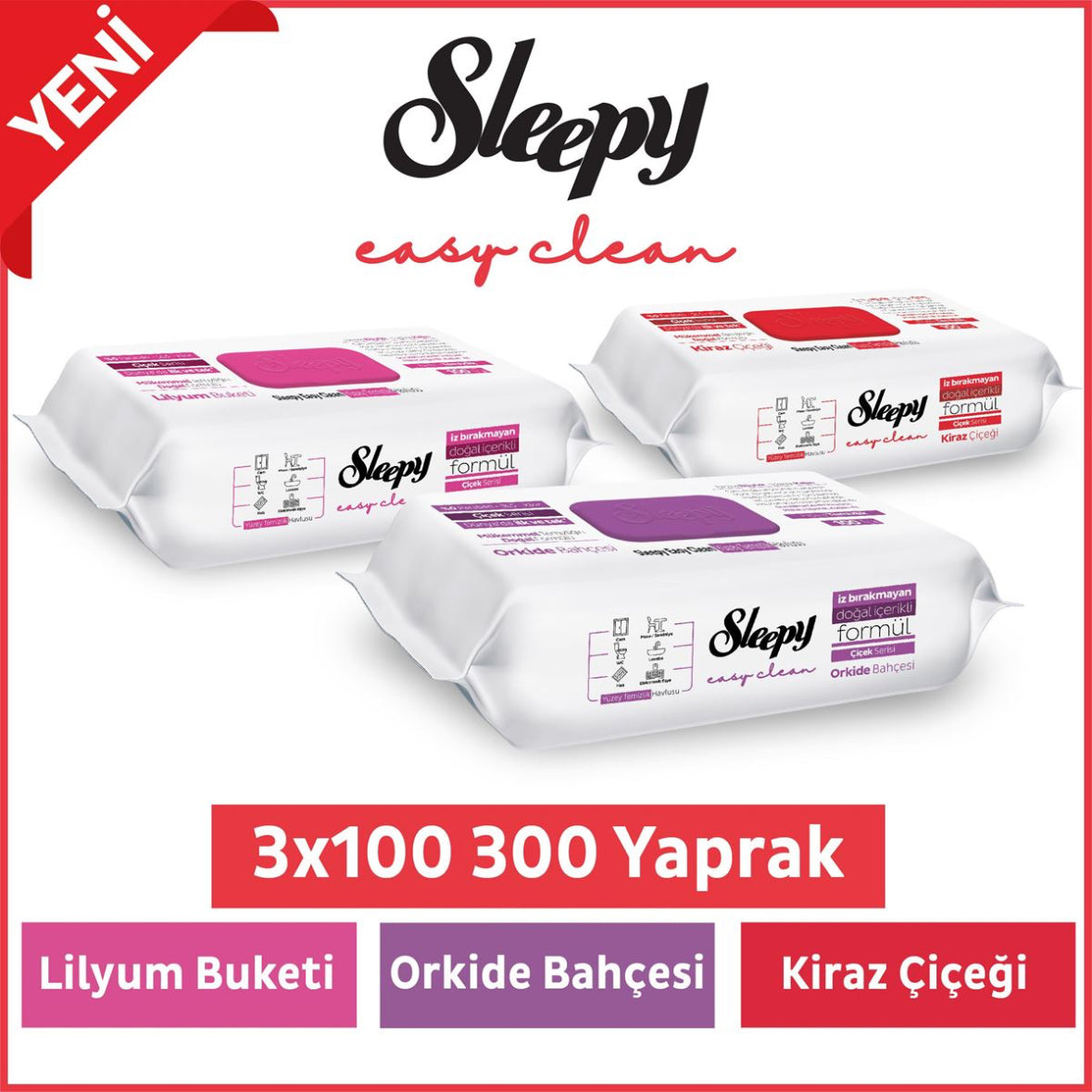 Sleepy Easy Clean 3x jeweils 100 Tücher Reinigungstücher, Allzwecktücher VERSAND KOSTENLOS