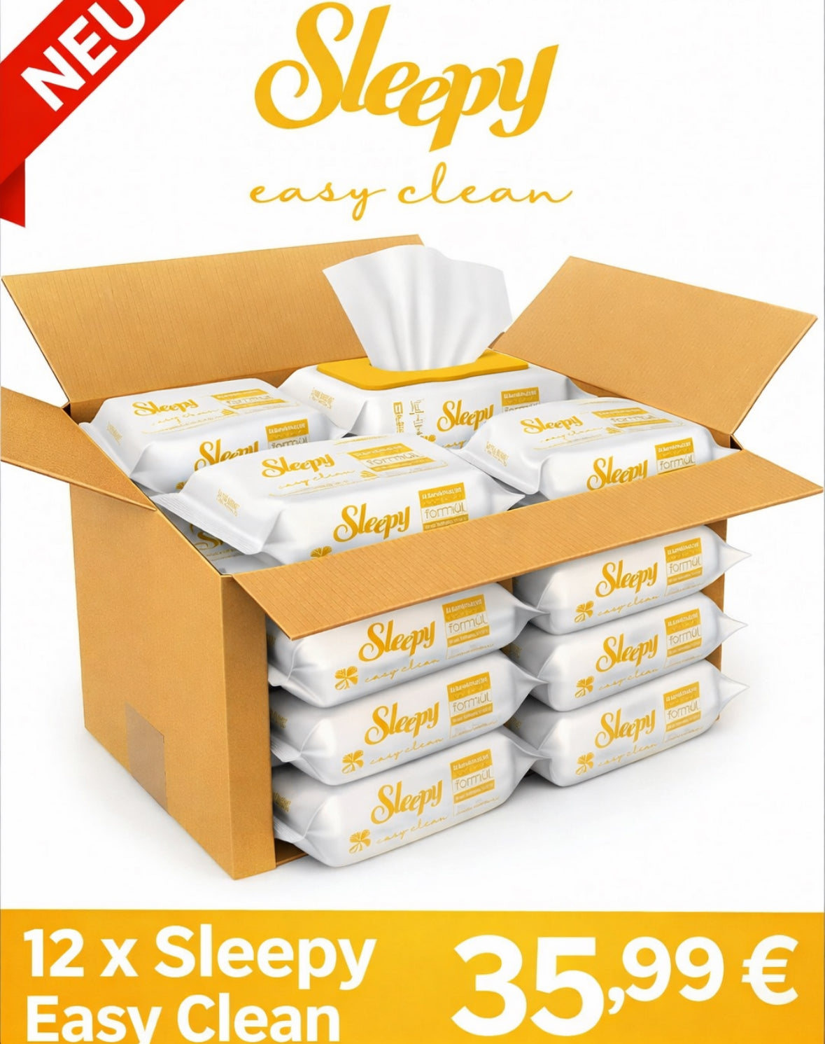 Sleepy Easy Clean 12x jeweils 100 Tücher Reinigungstücher, Allzwecktücher