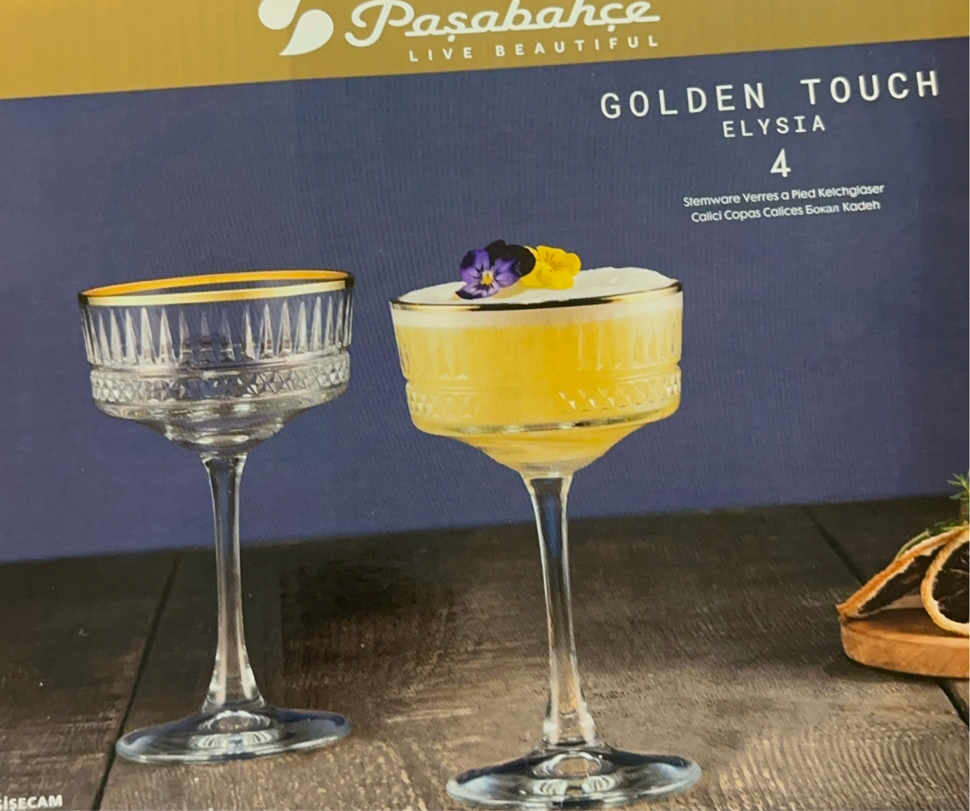 Pasabahce ELYSIA 440436 Champaign Glas Dessertglas 260 ml 4er Set Gläser-Set