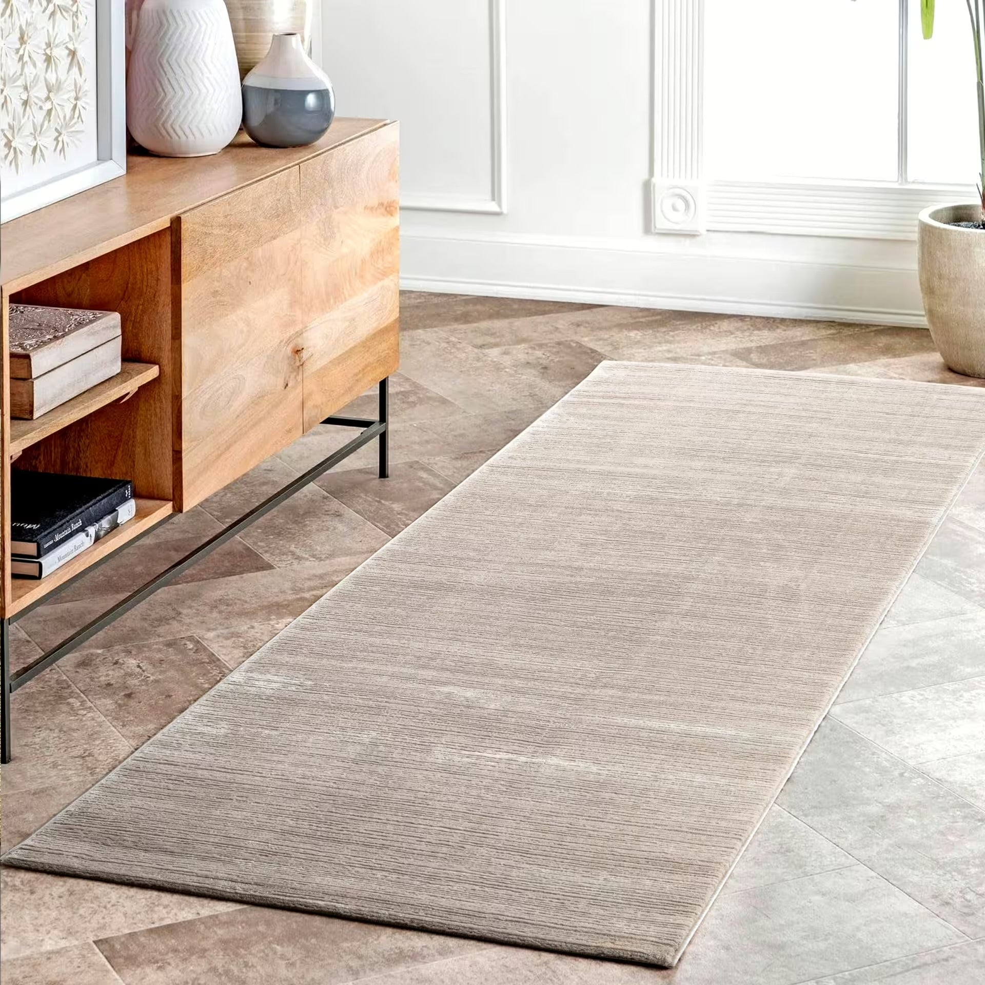 Sehrazat Premium Lima 4050 Collection Hellgrau/Beige - Moderner Designer Teppich mit 3D-Effekt