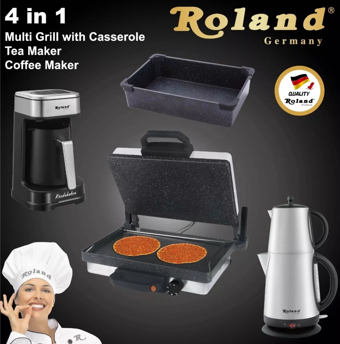 ROLAND Multigrill Kontaktgrill SET 4in1 Grill