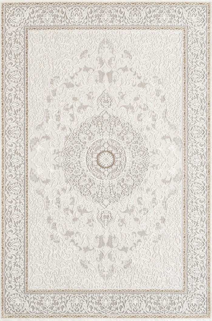 Luma Maison Velura Collection – Eleganter Teppich mit klassischem Medaillon-Design in Creme & Gold