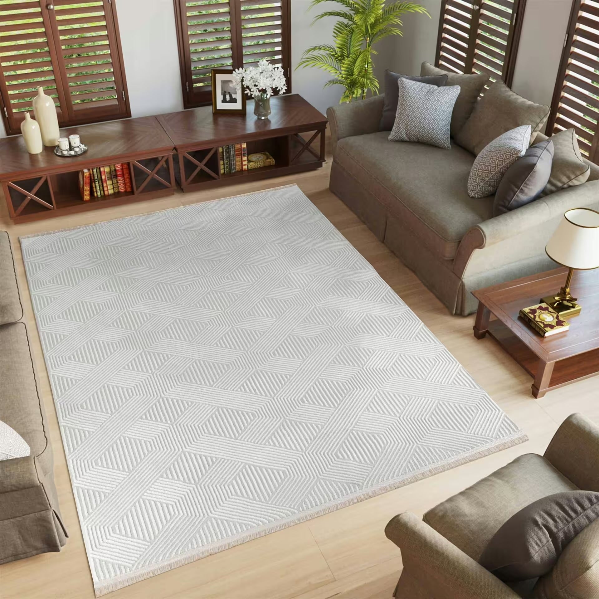 Sehrazat Premium Glory 220 Collection Creme - Premium Designer Teppich mit 3D-Effekt