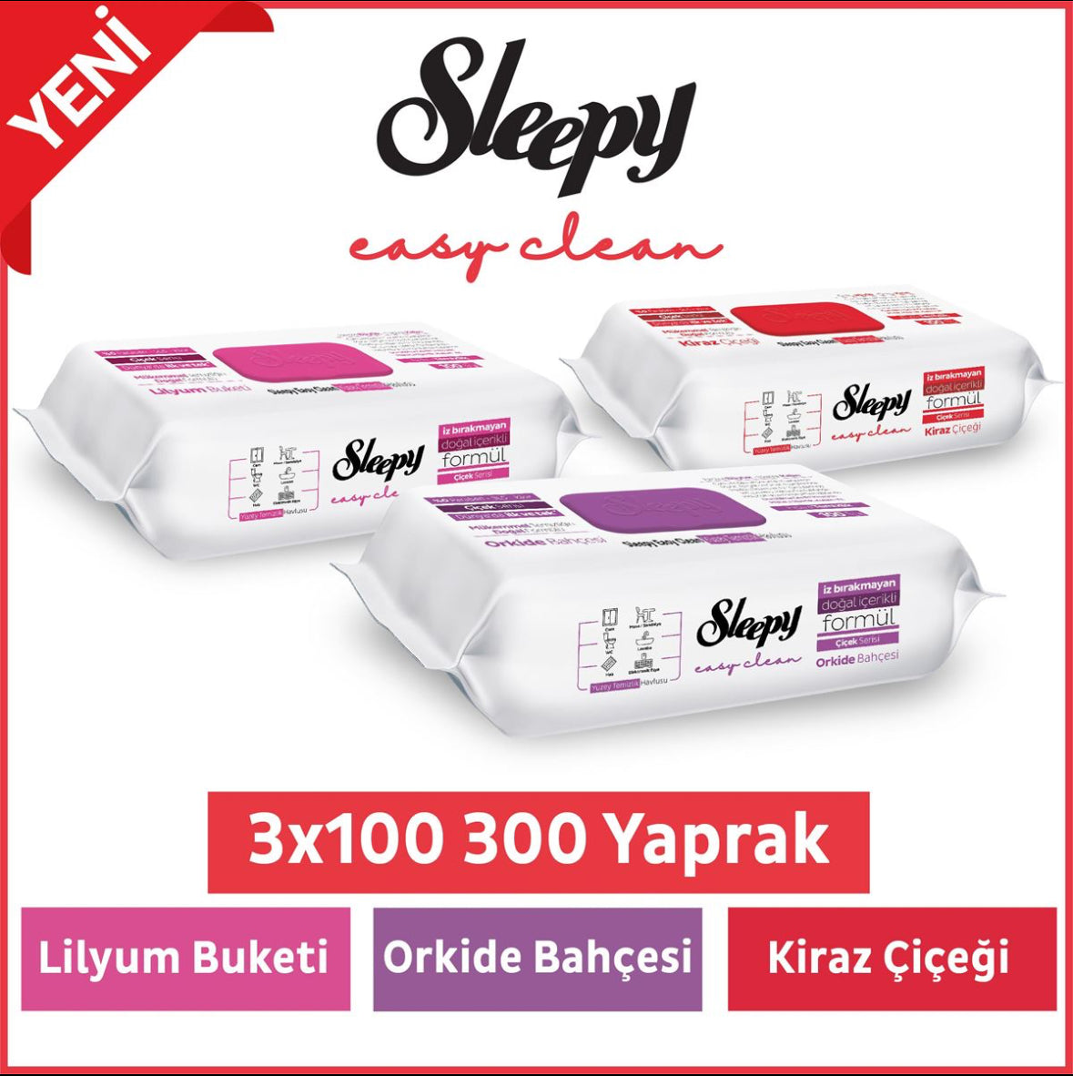 Sleepy Easy Clean 3x jeweils 100 Tücher Reinigungstücher, Allzwecktücher VERSAND KOSTENLOS