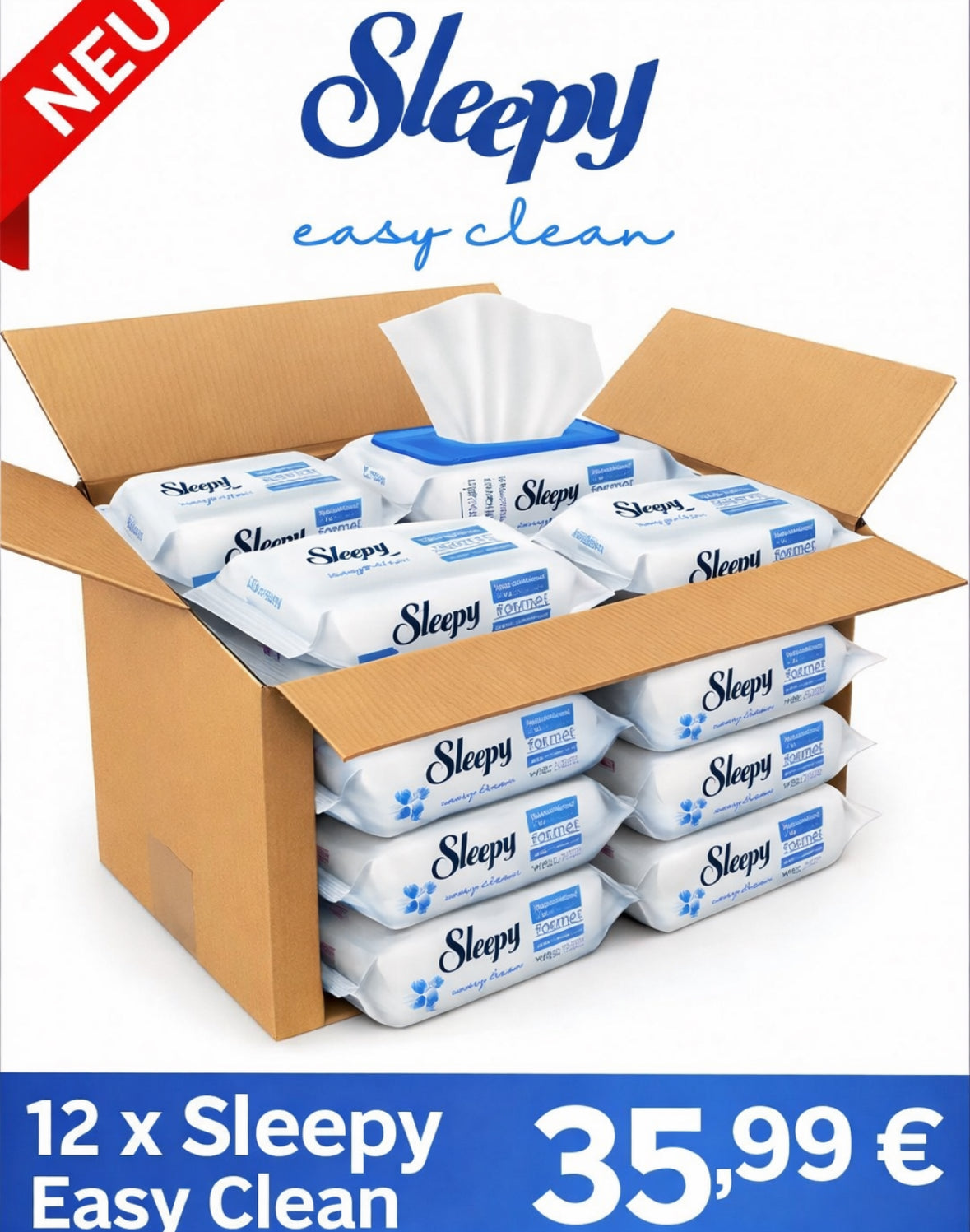 Sleepy Easy Clean 12x jeweils 100 Tücher Reinigungstücher, Allzwecktücher