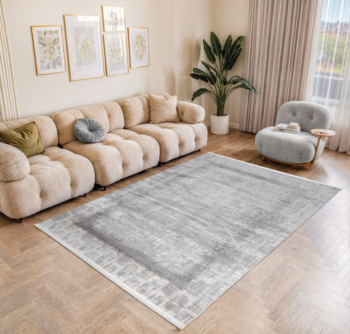 Flora Shine 2440 in grau Waschmaschinengeeigneter Teppich – Pflegeleicht und Modern
