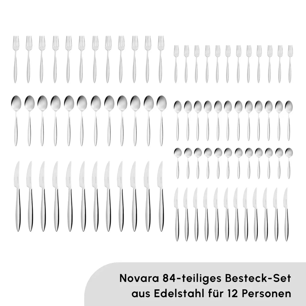 Karaca Novara Elegance Besteckset für 12 Personen, 84-teilig