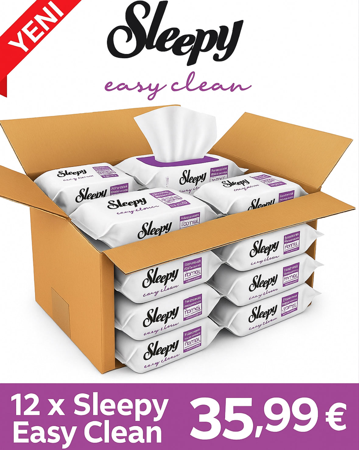 Sleepy Easy Clean 12x jeweils 100 Tücher Reinigungstücher, Allzwecktücher
