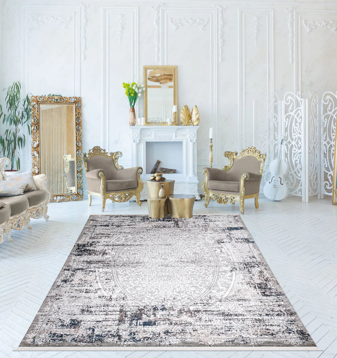 Flora Royal 6311 Teppich in grau