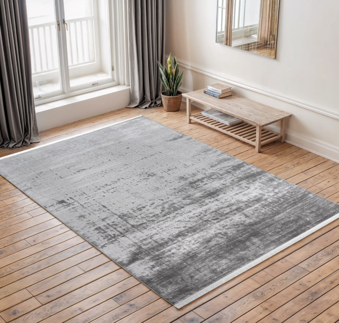 Flora Shine 2457 in grau Waschmaschinengeeigneter Teppich – Pflegeleicht und Modern